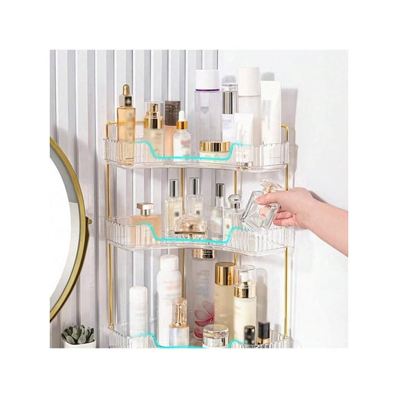 Square Corner Bathroom Countertop Storage Box - Multi-Use Organizer for Cosmetics, Perfumes & Kitchen Spices