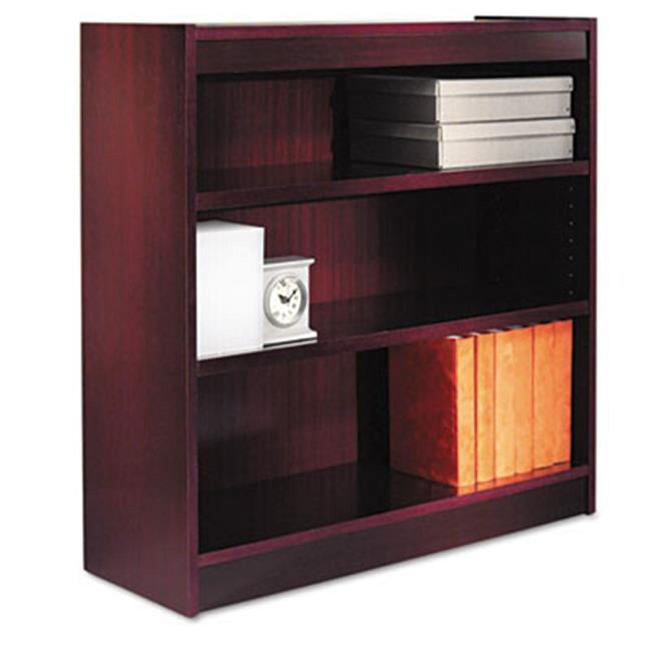 Square Corner Bookcase Finished Back Wood Veneer 3Shelf 36x12x36
