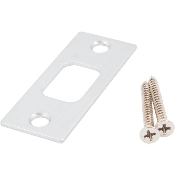 Stone Harbor Hardware Square Corner Deadbolt Strike Plate, 1-1/8" x 2-3/4", 2-1/8" Center-to-Center, Satin Chrome