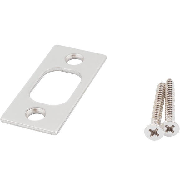 Stone Harbor Hardware Square Corner Deadbolt Strike Plate, 1" x 2-1/4", 1-5/8" Center-to-Center, Satin Nickel