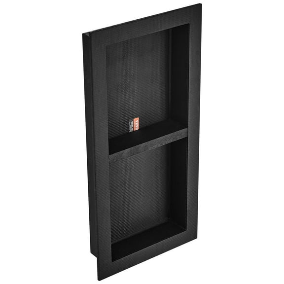 Square Corner Shower Niche, 16" x 32" Tile-Ready, Built-in Double Shelf, Sealed Protection for Bathroom Sleek Black