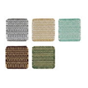 Square Cotton Linen Woven Drink Coasters 5 Pack Absorbent Frayed Edge Farmhouse