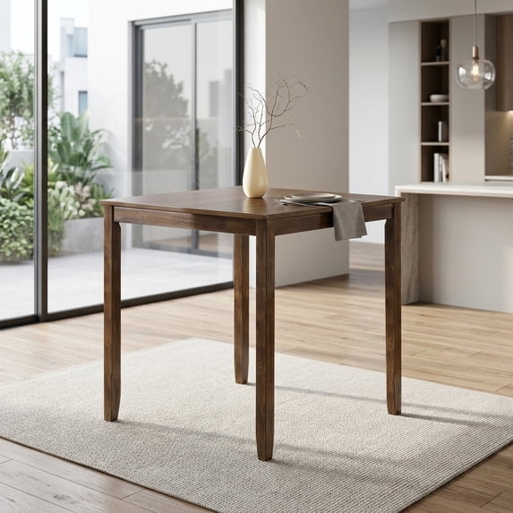 Square Counter Height Dining Table - Walnut Finish, Seats 4