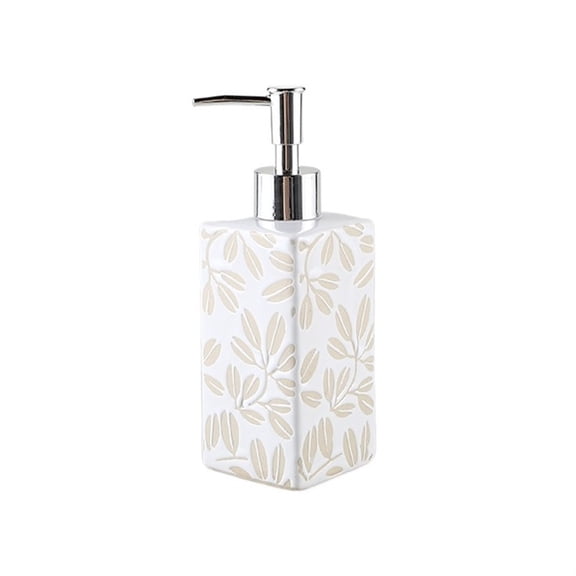 Square Countertop Ceramics Soap Dispensers 350ml/11.8oz Kitchen Bathroom Hand Soap Dispensers Lotion Dispenser, White