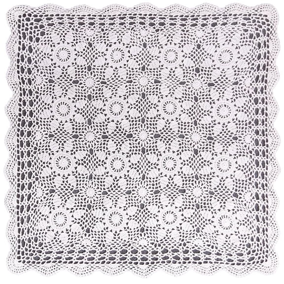 Square Crochet Tablecloth 100% Cotton Handmade Lace Table Dresser Table Placemats Crocheted Doilies