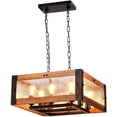 thumbnail image 1 of Square Crystal Glass Industrial Style Island Light,8-Light Farmhouse Island Light,Adjustable Chain Length Ceiling Light,Square Multi-Style Kitchen Chandelier,Suitable for Dining,Living Room,Kitchen, 1 of 6