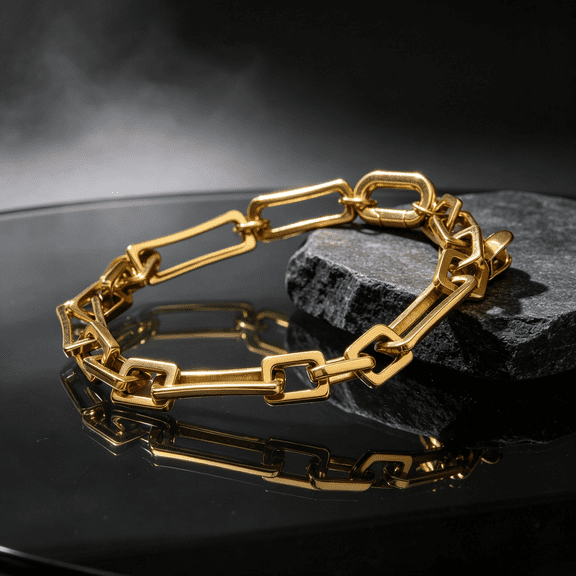Square Cuban Link Bracelet For Men Denim Punk Styling Crafted In 14K Gold Filled, Sleek Modern Theme Accent Jewelry
