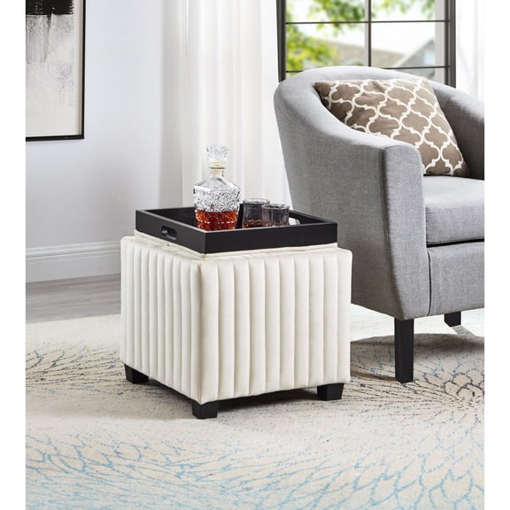 Square Cube Storage Bench with Tray | Ideal for Relaxing in Bedrooms