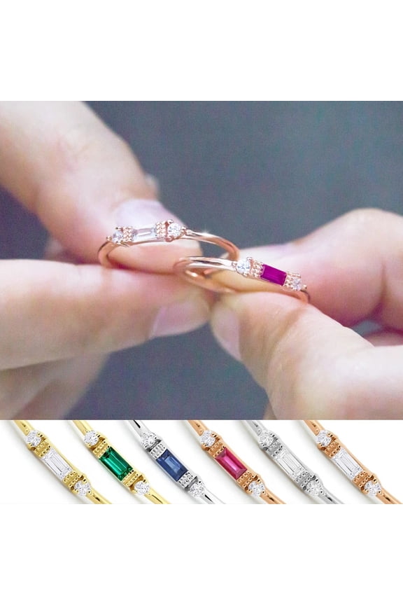 Square Cubic Zircon Small Women Ring Rose Gold Color Micro Paved Female Finger Ring Jewelry