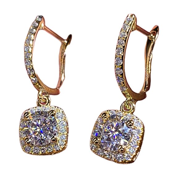 Square Cubic Zirconia Earrings Full Designs For Daily Wear Parties Copper