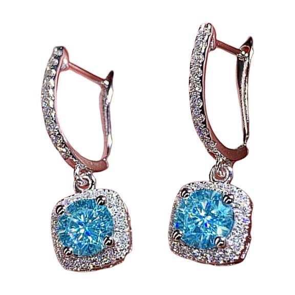 Square Cubic Zirconia Earrings Full Designs For Daily Wear Parties Copper