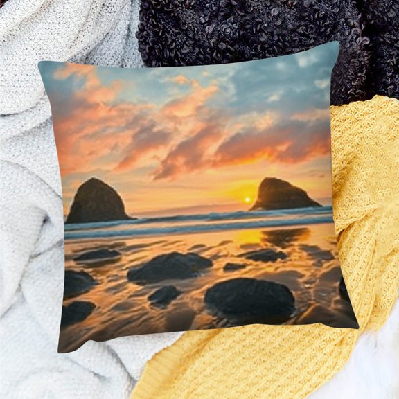 Square Cushion Cover sunset Decor Indoor Decoration for Home Sofa Couch Linen 100%