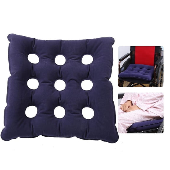 Square Cushion Seat, Portable Inflatable Seat Pillow 15" for Hemorrhoid, Tailbone, Wheelchair, Coccyx Pain Relief - Blue