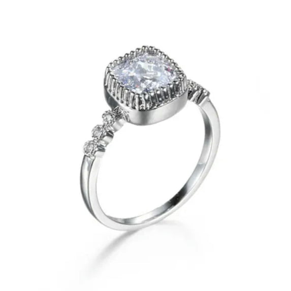 Square Cut AAA CZ Wedding Jewelry Band 925 Silver Women's Wedding Ring Size 6-10
