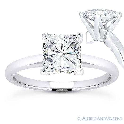 Square Cut Forever ONE D-E-F Moissanite 4-Prong Solitaire Engagement ...