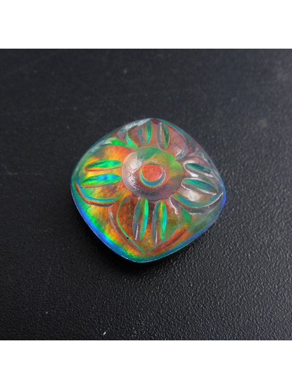 Square Cut Natural Doublet Opal Ring Size 9.10 Carat CERTIFIED Loose Gemstone