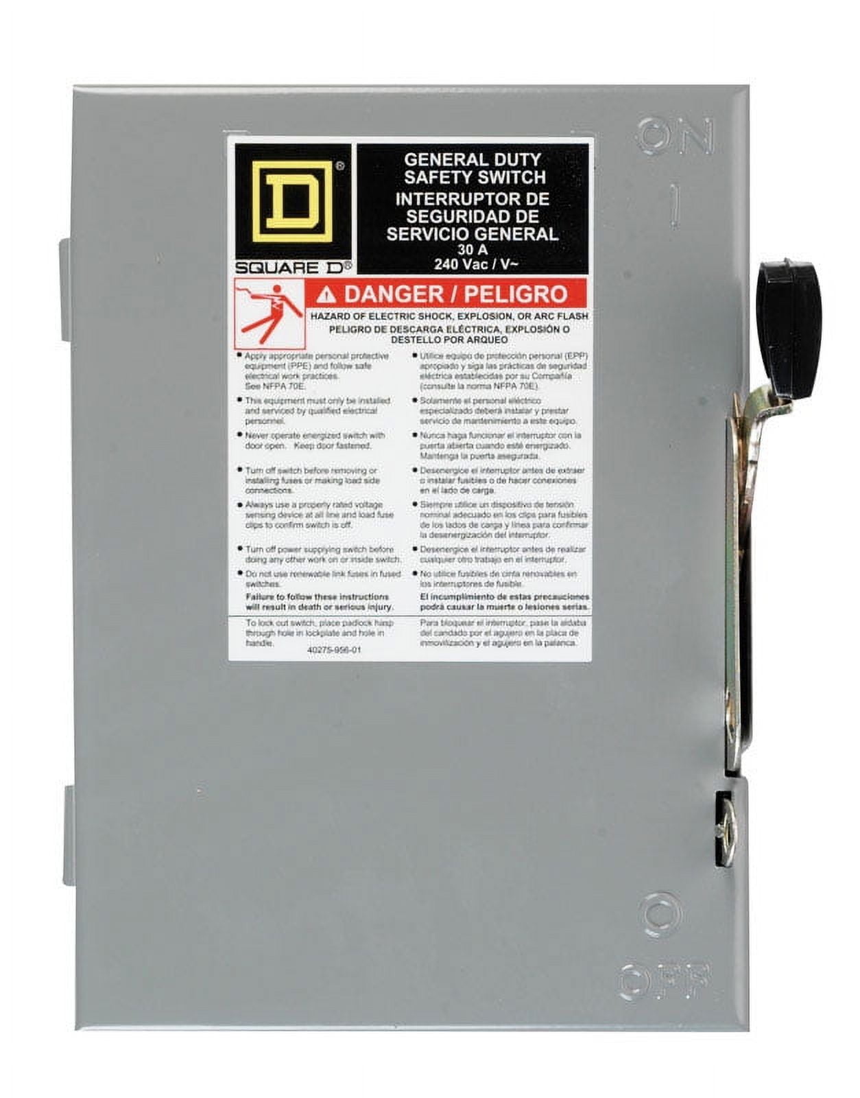 Square D 30 amps Dual Function 3Pole Fuse Safety Switch
