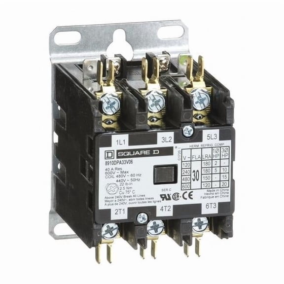 Definite Purpose Magnetic Contactor, 480V AC, 3 P, Non-Reversing, 3 Phase 8910DPA33V06