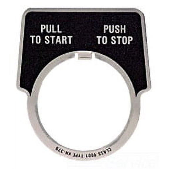 Schneider Electric 30mm 1/2 Round Start-Stop Legend Plate, Aluminum, Black