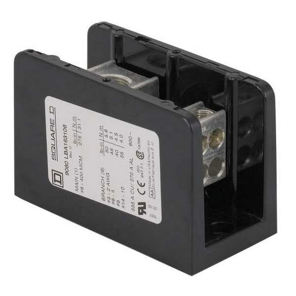 Square D Power Distr Block,Al/Cu,600V AC/DC 9080LBA162101