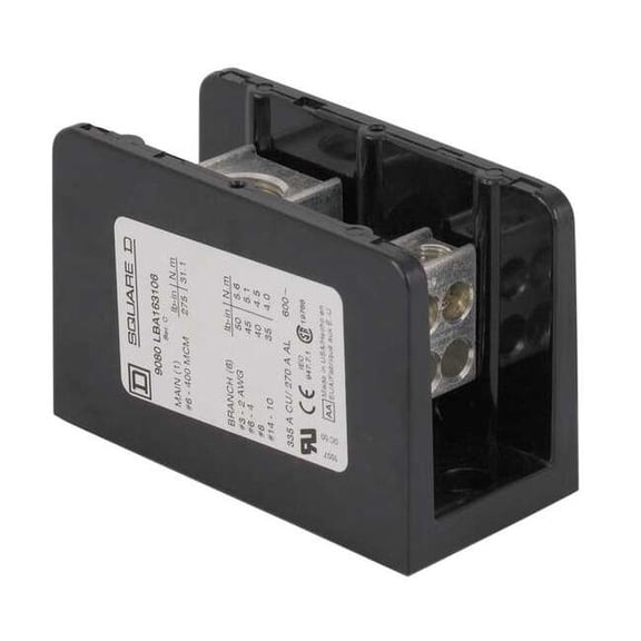 Square D Power Distr Block,Al/Cu,600V AC/DC 9080LBA162101