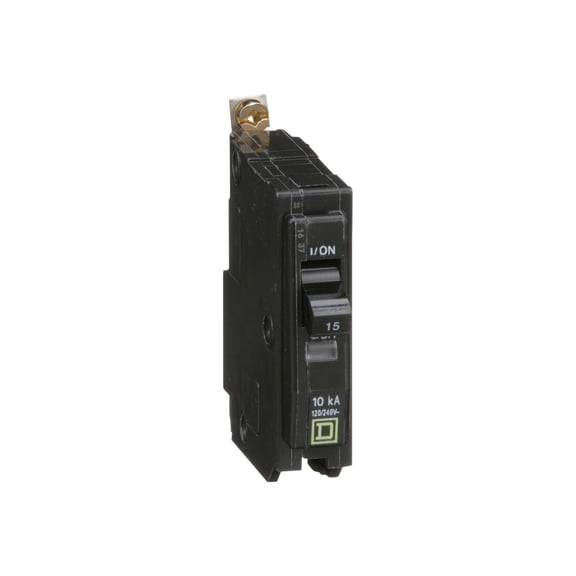 Miniature Circuit Breaker, QO Series, 15A, 1 Pole, 120/240V AC, 10kA at 120/240V AC QOB115
