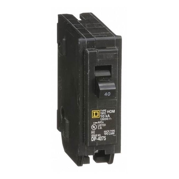 Square D Circuit Breaker,40A,Plug In,120V,1P HOM140