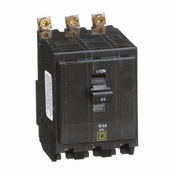 Miniature Circuit Breaker, QO Series, 45A, 3 Pole, 120/240V AC, 10kA at 120/240V AC QOB345
