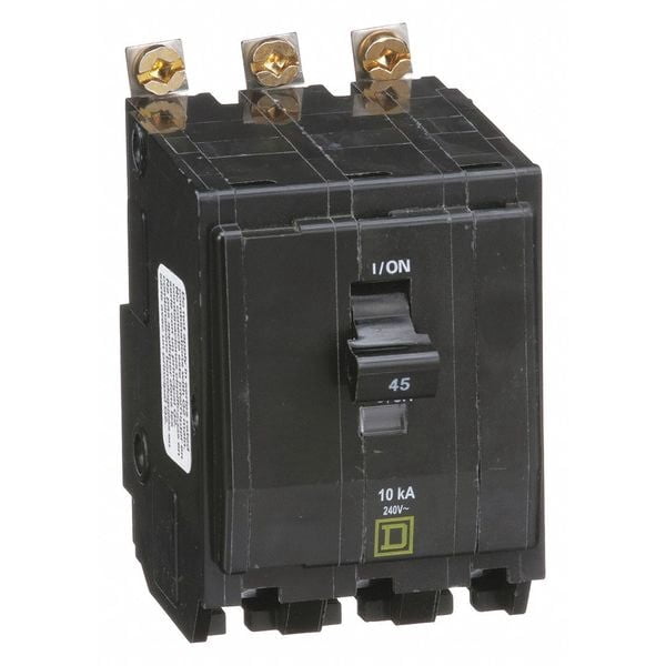 Square D Circuit Breaker,45A,Bolt On,120/240V,3P QOB345