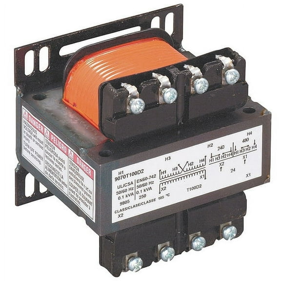 Square D Control Transformer, 100 VA, Not Rated, 120V AC, 277V AC 9070T100D4
