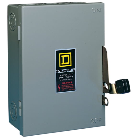 Square D Safety Switch D221NCP Series E03 - 240 V 30 Amps 2 Poles - Gray Indoor & Outdoor Use, NEC-Compliant