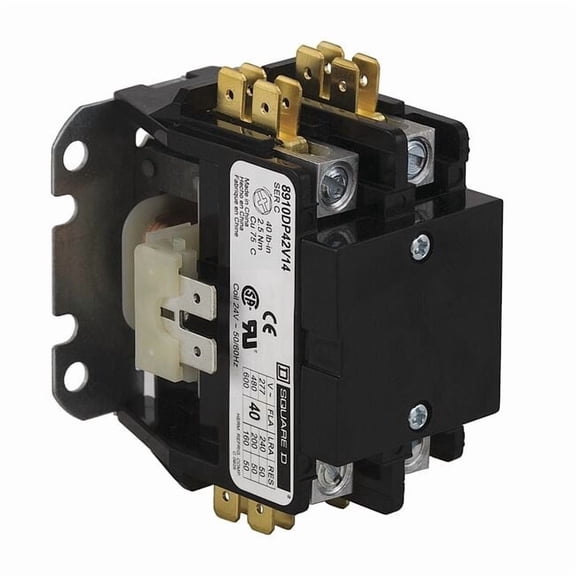 Definite Purpose Magnetic Contactor, 24V AC, 1 P, Non-Reversing, 1 Phase, Box Lug & Quick Connect
