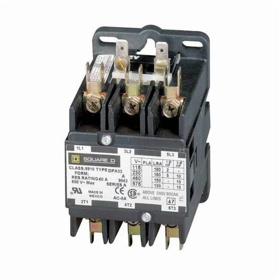 Definite Purpose Magnetic Contactor, 24V AC, 3 P, Non-Reversing, 3 Phase, Box Lug & Quick Connect