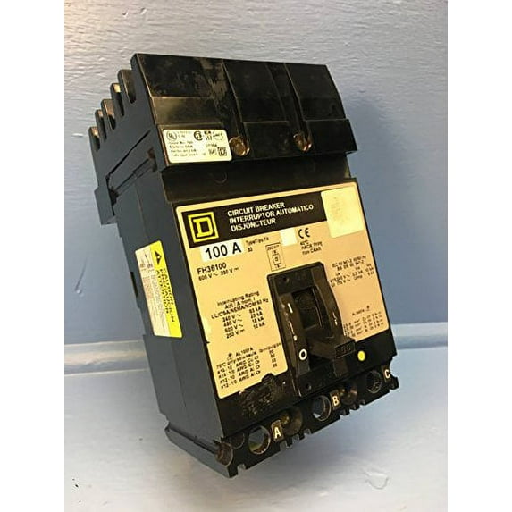 Square D FH36100 3 Pole 100 Amp 600v Circuit Breaker FH