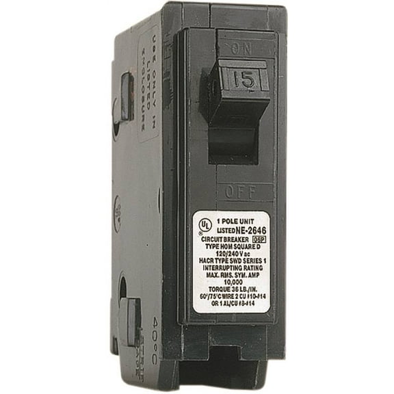 Square D Homeline 15A Single-Pole Standard Trip Circuit Breaker HOM115CP