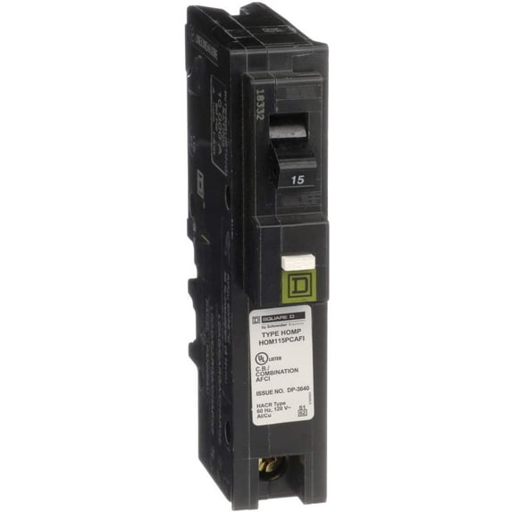Square D - HOM115PCAFIC Homeline Circuit Breaker, 15-Amp, 120V, 1-Pole, CAFCI, Plug-On Neutral