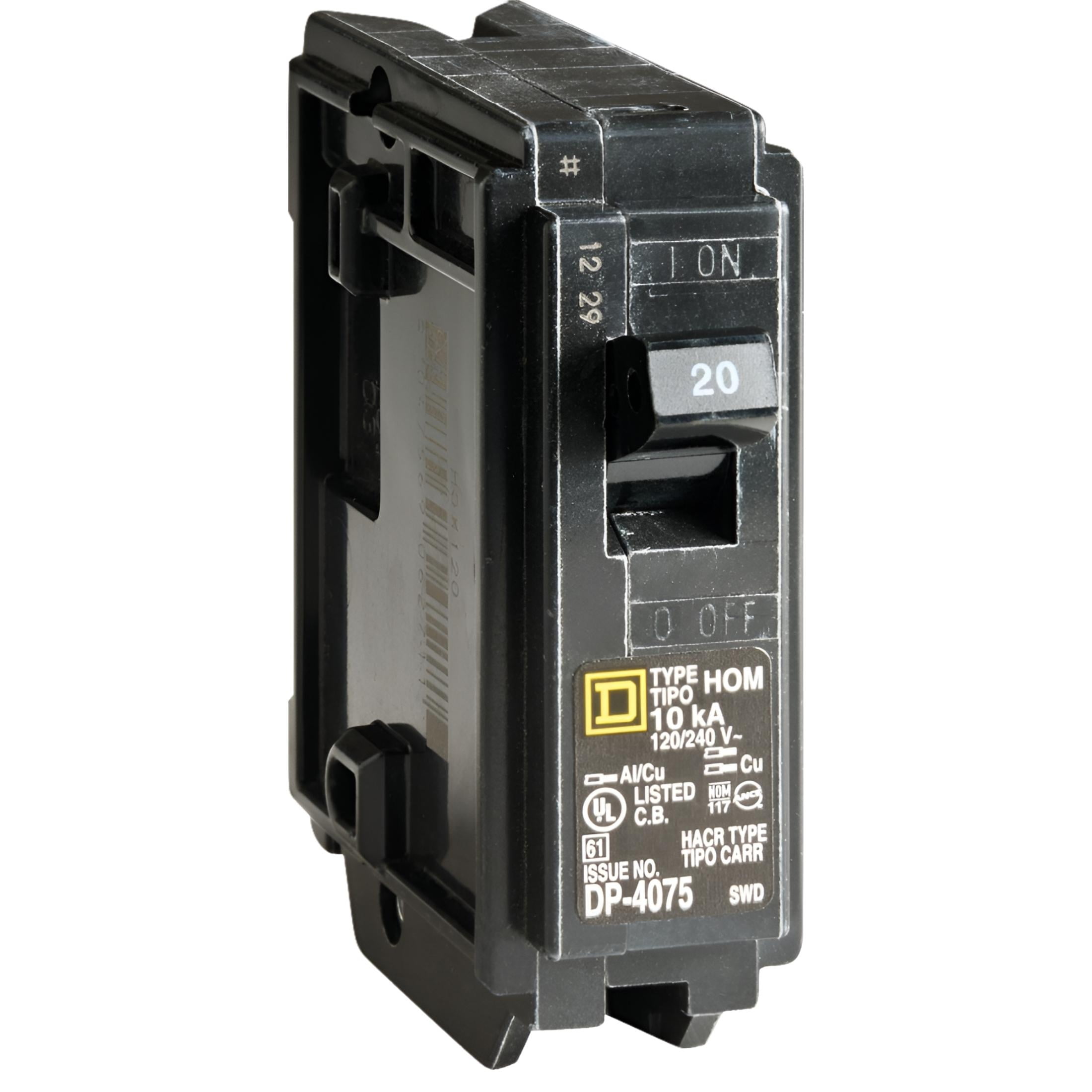 Square D HOM120CP Homeline 20-Amp Single-Pole Circuit Breaker - Quantity 1