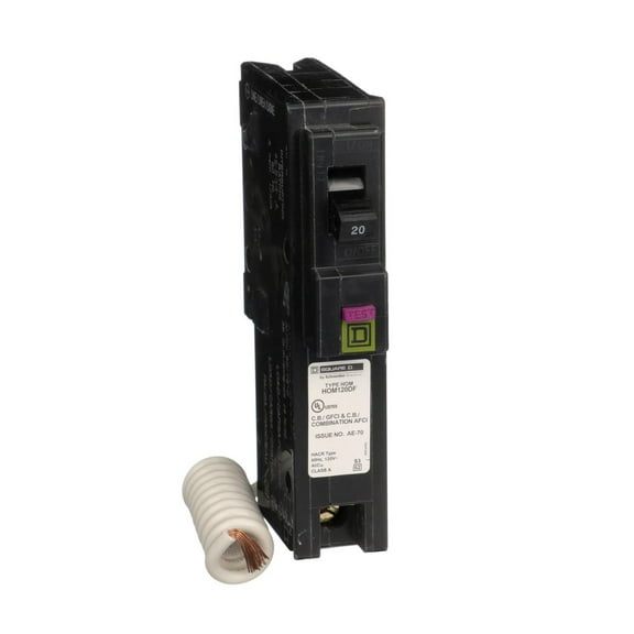 Square D - HOM120DFC Homeline 20-Amp Single-Pole Dual Function Circuit Breaker, 1-Inch Format