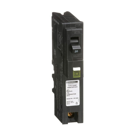 Square D - HOM120PCAFIC Homeline Circuit Breaker, 20-Amp, 120V, 1-Pole CAFCI , Plug-On Neutral