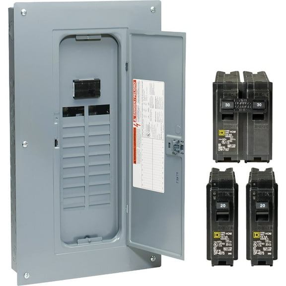 Square D HOM2040M100PCVP 100 AMP Homeline Main Breaker Panel Load Center Indoor & Outdoor Use, NEC-Compliant