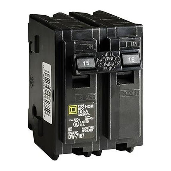 Square D HOM215CP Homeline 15-Amp Double-Pole Circuit Breaker - Quantity 5