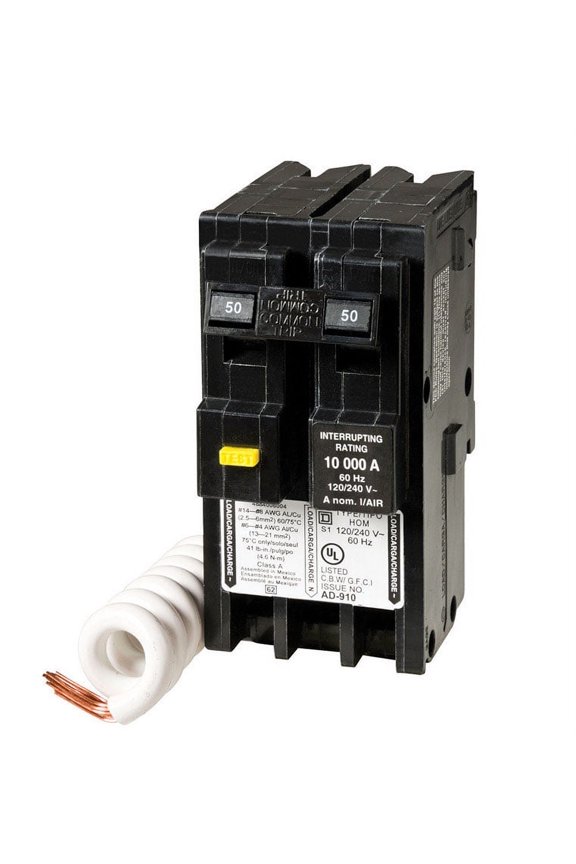 BY SCHNEIDER ELECTRIC Homeline 50-Amp Ground Fault Circuit Breaker HOM250GFICP