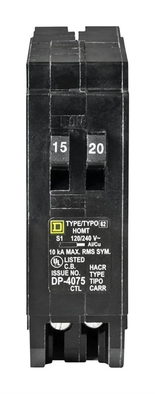 Square D HOMT1520CP Homeline Single Pole Tandem Circuit Breaker, 15Amp