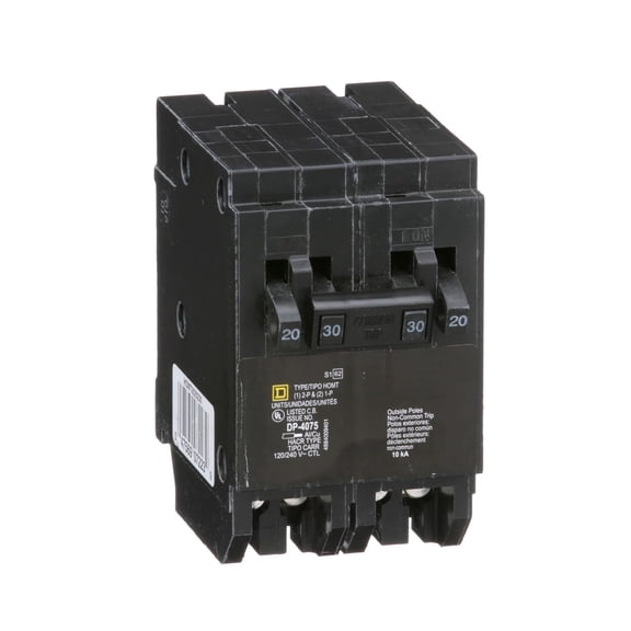 Square D - HOMT2020230CP Square D Homeline, Double Pole Combination Tandem Circuit Breaker, Black