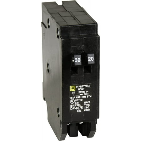 Square D - HOMT3020 Homeline 1-30-Amp 1-20-Amp Single-Pole Tandem Circuit Breaker