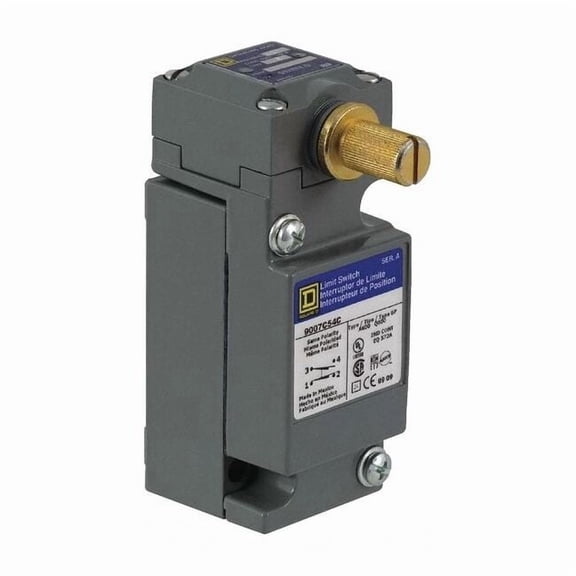 Heavy Duty Limit Switch, No Lever, Rotary, 2NC/2NO, 10A at 600V AC, Actuator Location: Side