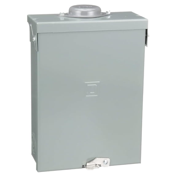 Square D by Homeline 100 Amp Outdoor Main Lug Load Center, Circuit Breaker Box, 6-Space 12-Circuit, 120/240 VAC, UL Listed, Rainproof NEMA 3R Enclosure (HOM612L100RBCP)