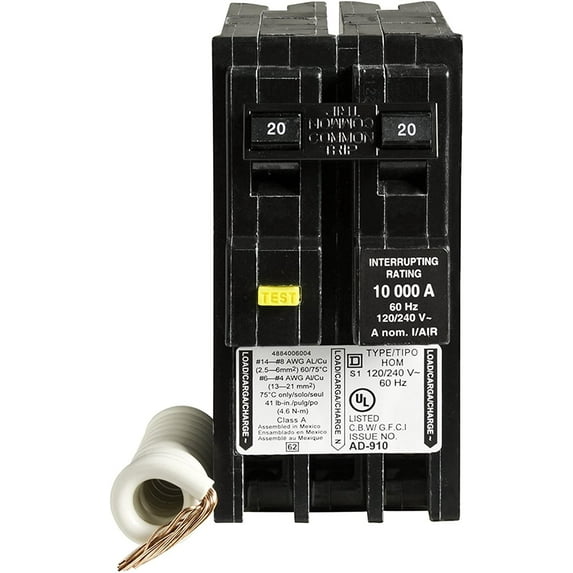 Square D Homeline 20 Amp 2-Pole GFCI Circuit Breaker - HOM220GFIC