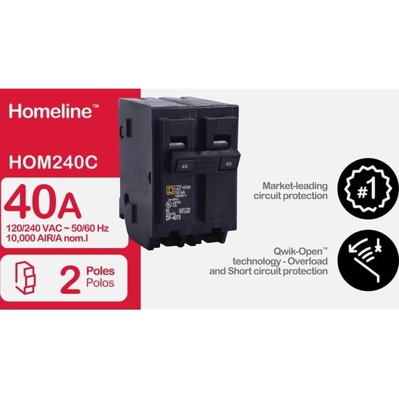 Square D Homeline Circuit Breaker - Pack of 4 Indoor & Outdoor Use, NEC-Compliant