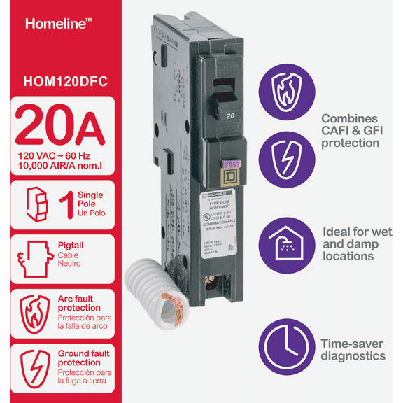 Square D Homeline Dual Function Breaker - Pack of 8  Indoor & Outdoor Use, NEC-Compliant